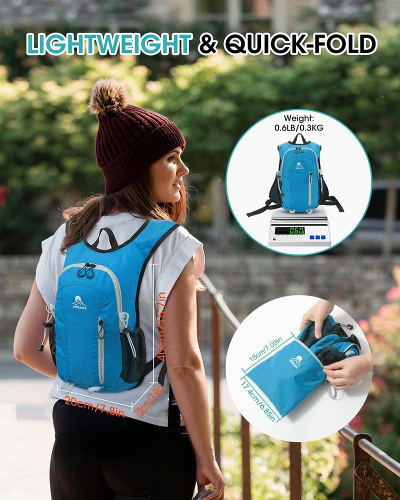 VPBAGE Store Foldable Small Hiking Backpack with 3 Strap Pockets – Lightweight 300D Spill-proof Daypack for Men Women – Packable Small Travel Backpack with Chest Strap & Trekking Pole Holder – Durable Outdoor Bag - Image 5